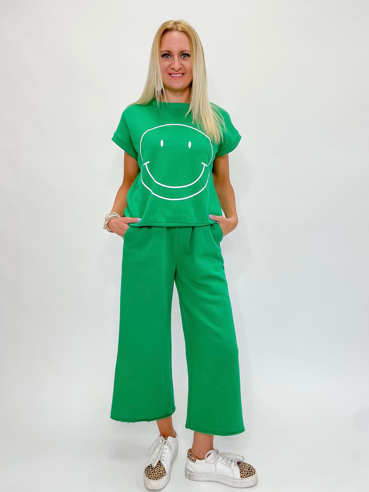 Sunny Smiles Green Sweat Set Pants