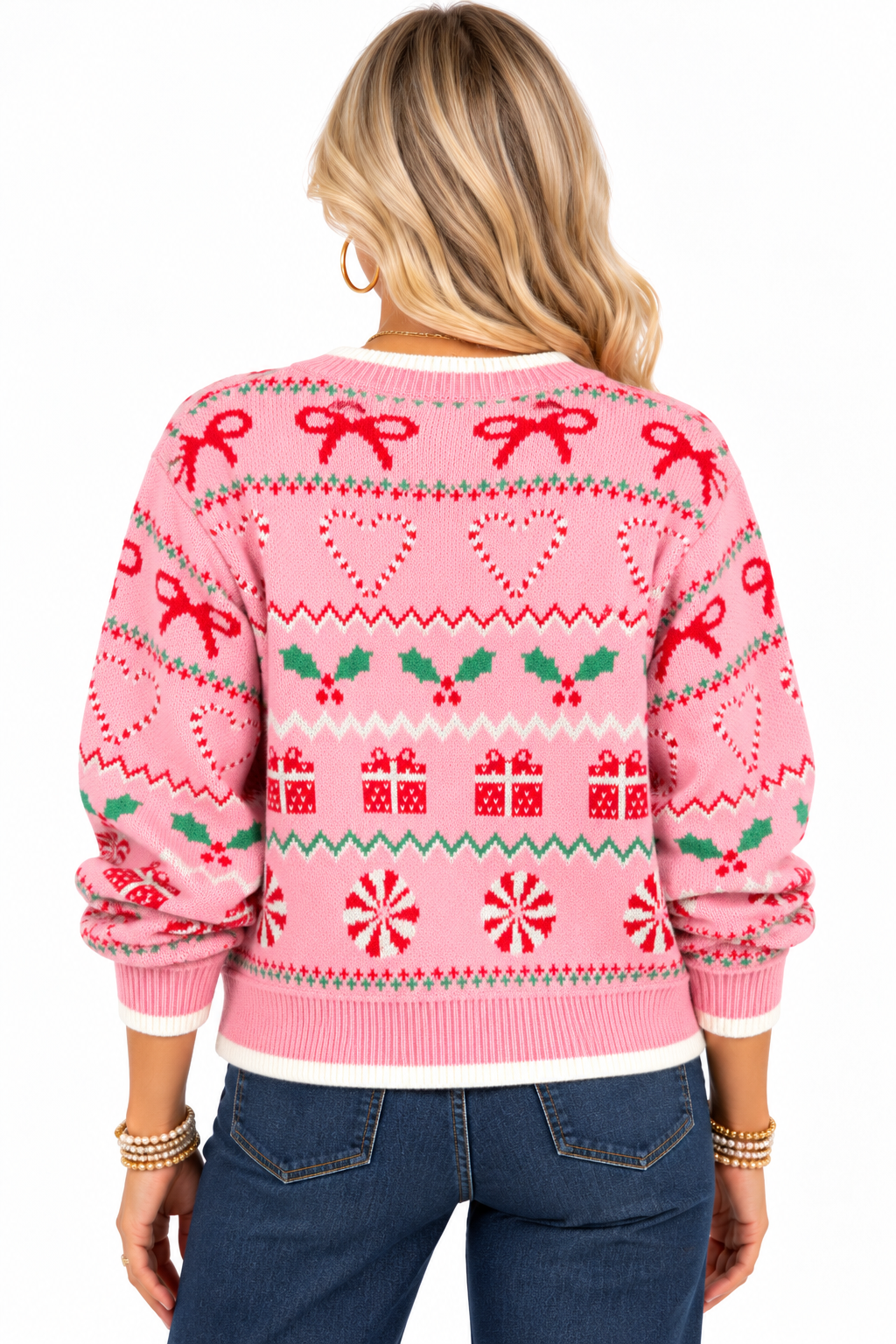 Natalie Christmas Cardigan – Pink