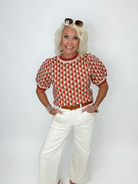 Retro Geo Puff Sleeve Sweater