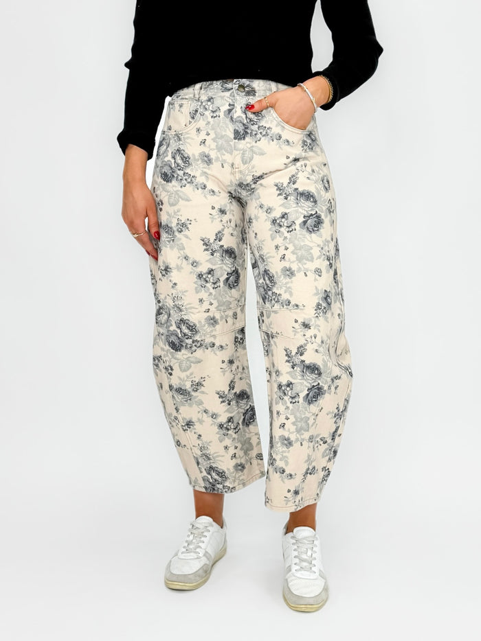Vintage Bloom Floral Barrel Jeans