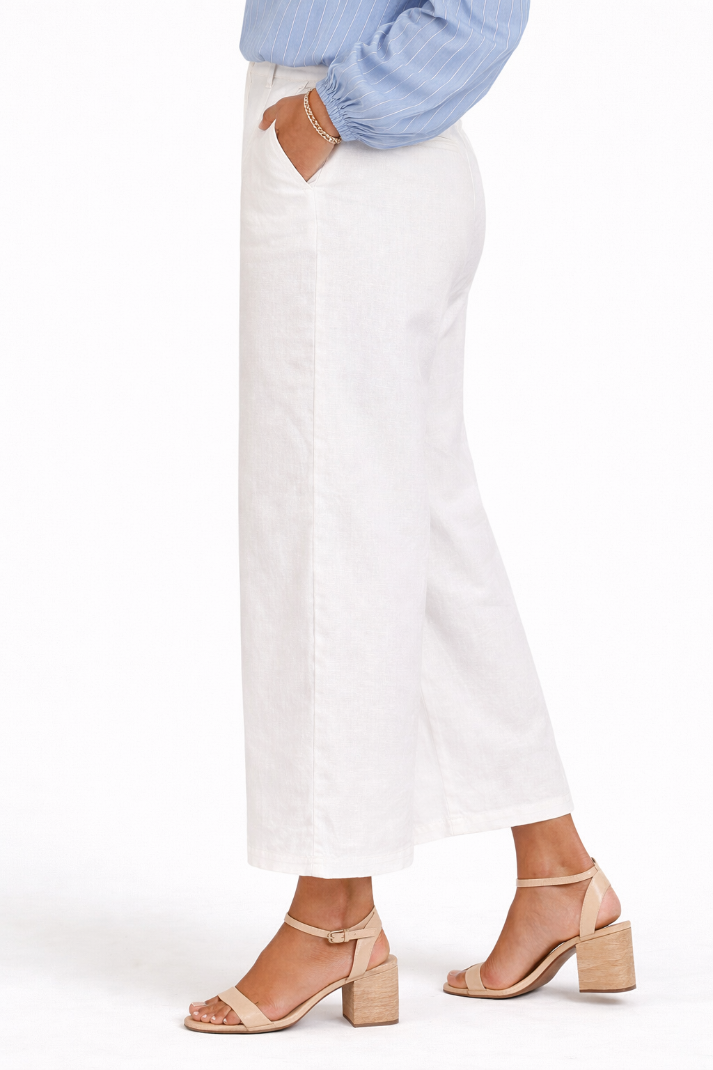 White Linen Wide Leg Pant