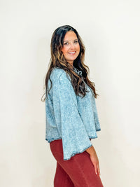 Mineral Wash Tencel Bell Sleeve Top