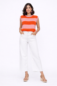 Coastal Colorblock Sweater Coral & Pink
