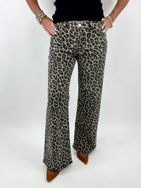Coffee Leopard Print Wide Leg Jeans