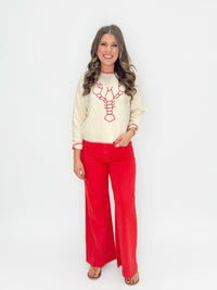Lobster Embroidered Knit Sweater
