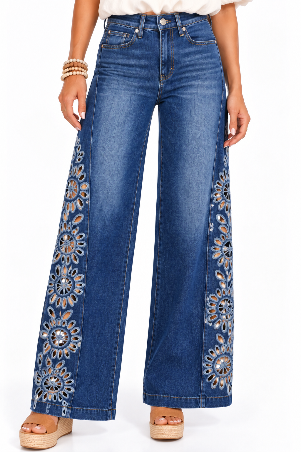 Blue Dahlia Laser-Cut Jeans