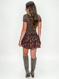 Cocoa Ribbed Cap Sleeve Tee