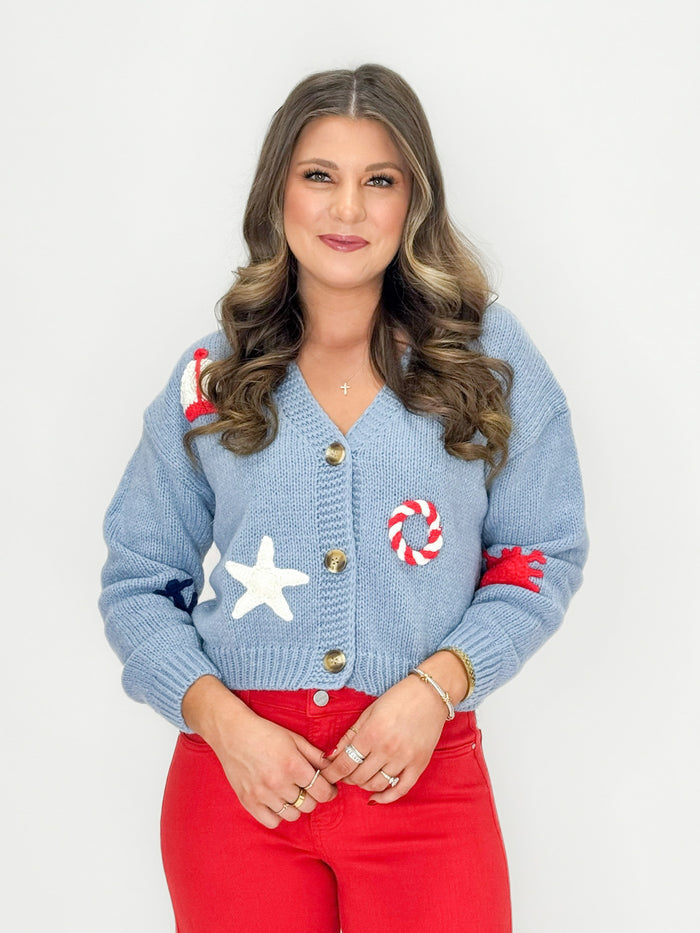 Star Patch Button Knit Cardigan