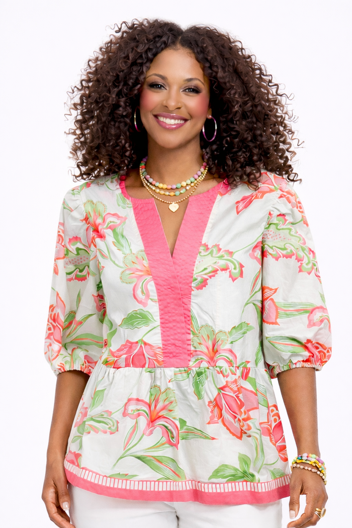 Coral Garden Party Blouse