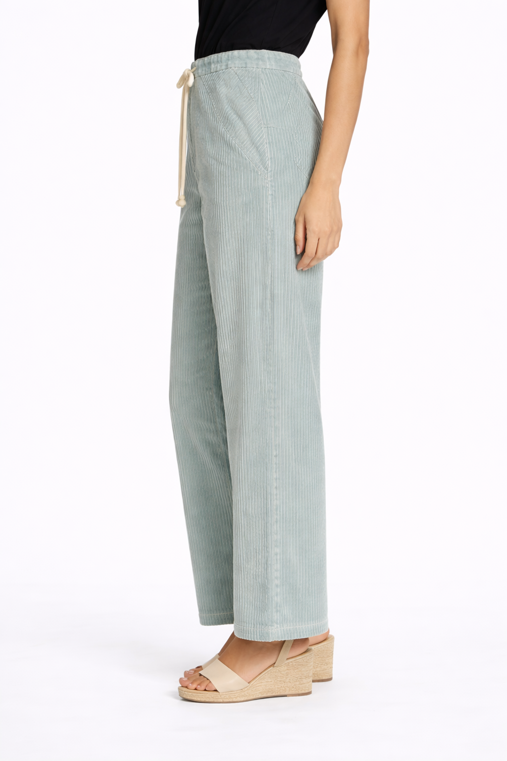 Light Wash Striped Wide Leg Jeans