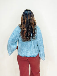 Mineral Wash Tencel Bell Sleeve Top