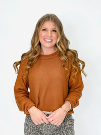 Chestnut Waffle Knit Cropped Sweater
