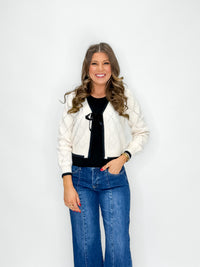 Cream & Noir Tie-Front Knit Cardigan