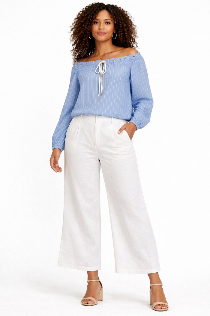 White Linen Wide Leg Pant