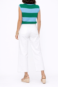 Risen Wide Leg White Ankle Jeans