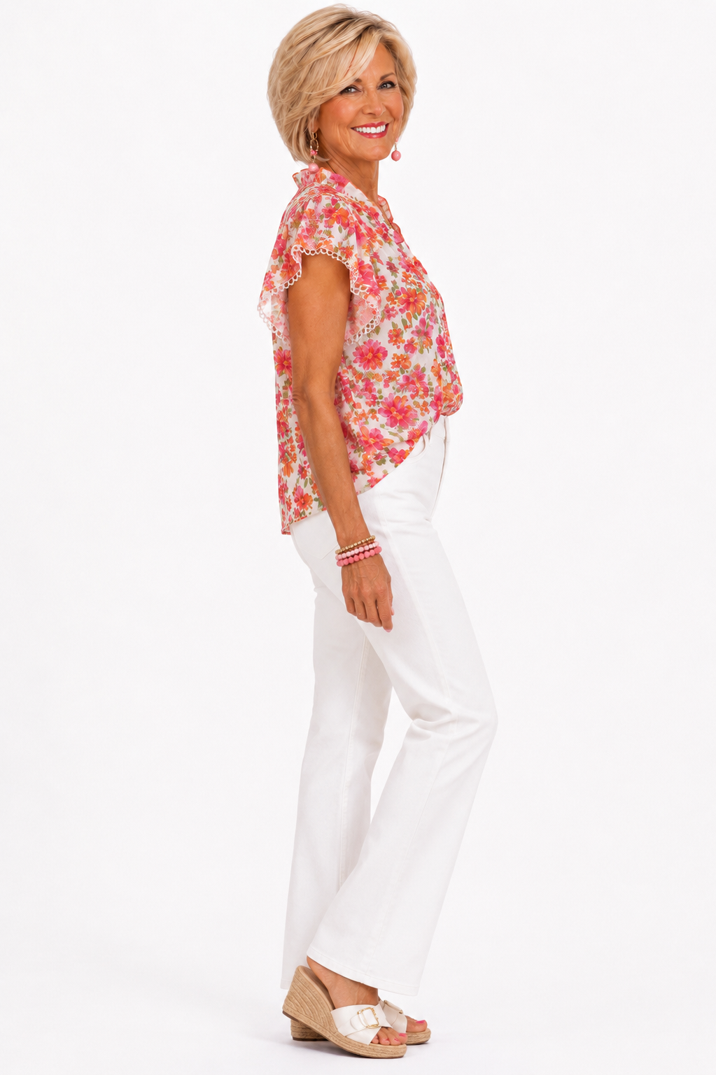 Citrus Bloom Ruffle Blouse