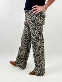 Coffee Leopard Print Wide Leg Jeans