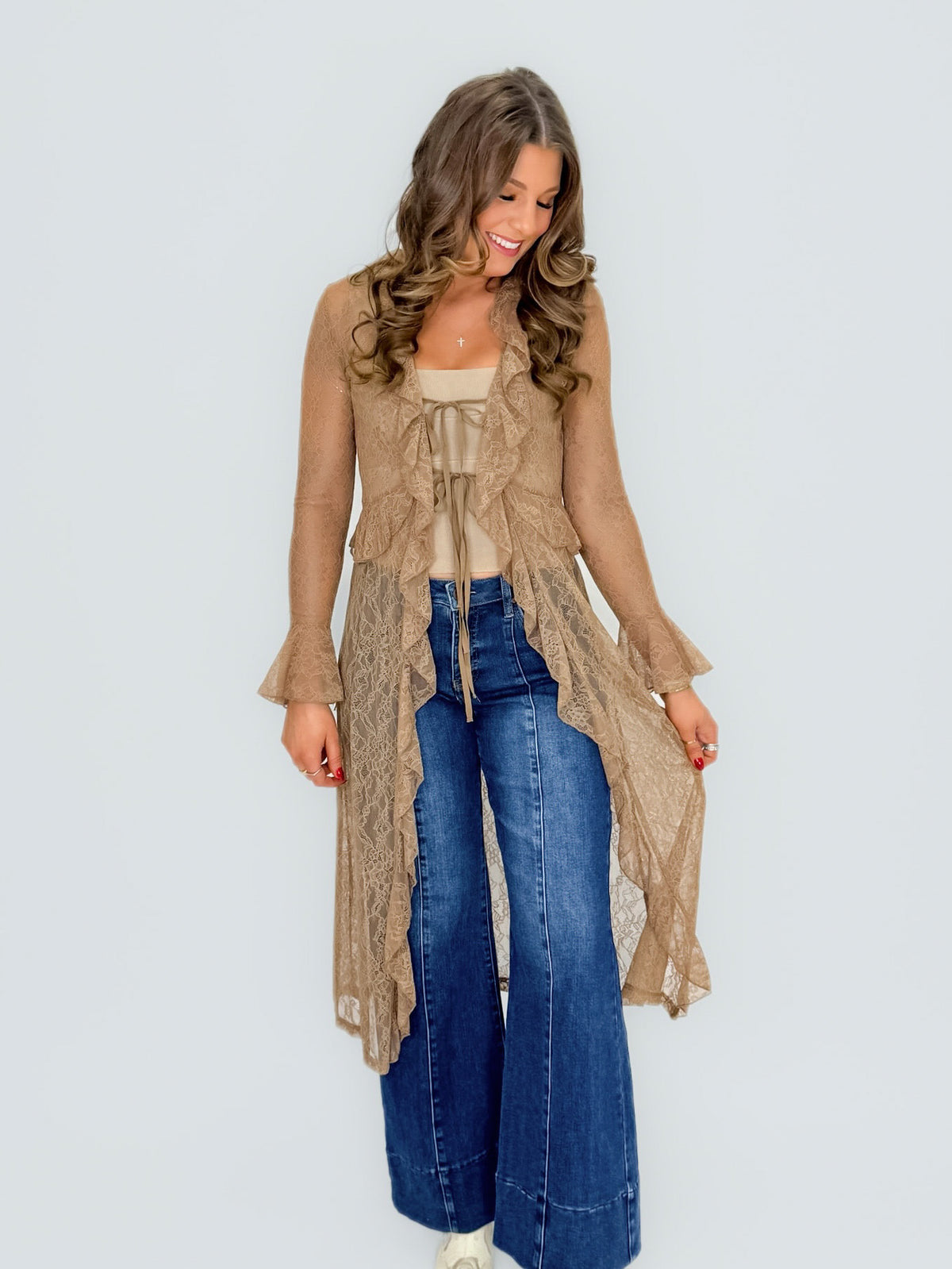 Ginger Brown Lace Duster