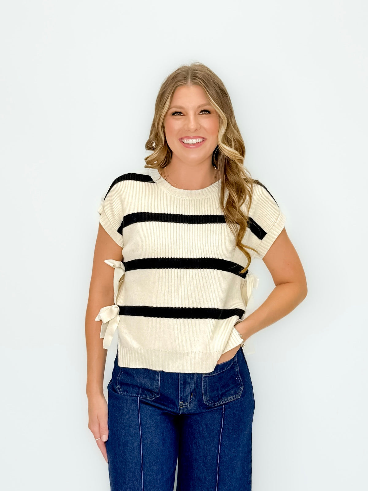 Fireside Stripes Side-Tie Sweater Top