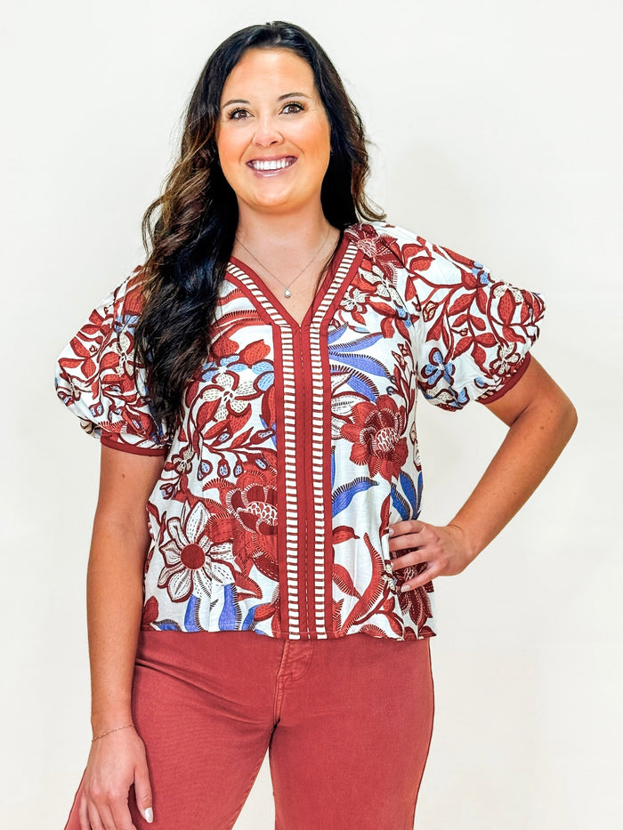 Fall Bloom Embroidered Blouse