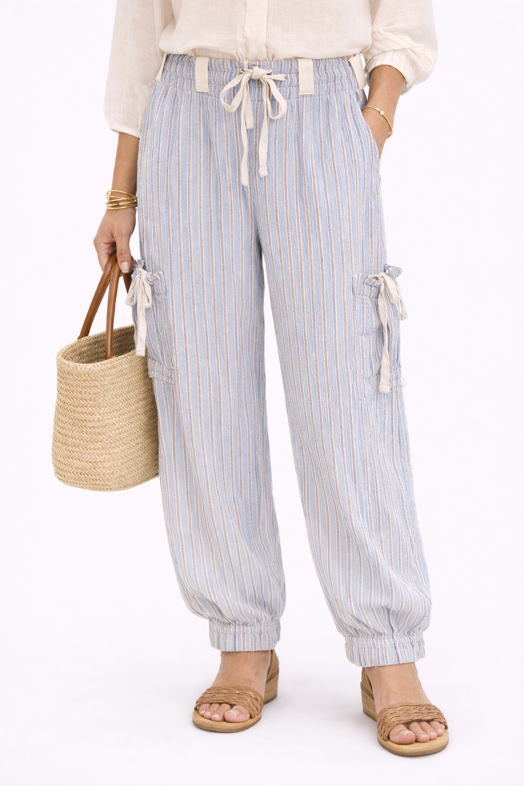 Striped Peasant Pants-Joggers