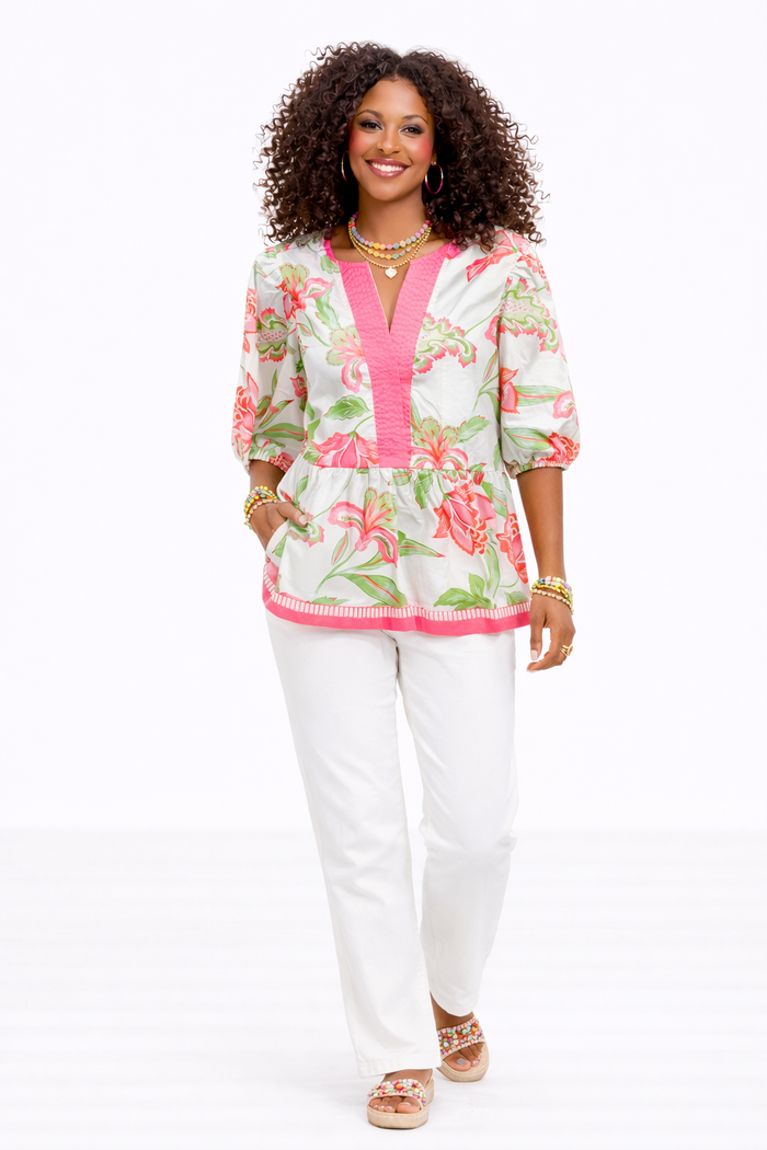 Coral Garden Party Blouse