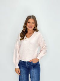 Snowblush Floral V-Neck Sweater