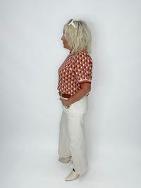 Retro Geo Puff Sleeve Sweater