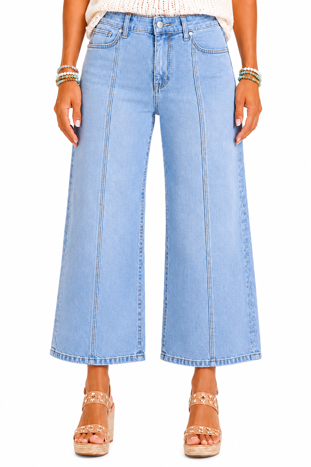Risen Harbor Line Crop Wide Leg Jeans PWC21223