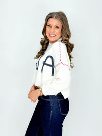 USA Textured Knit Crop Sweater