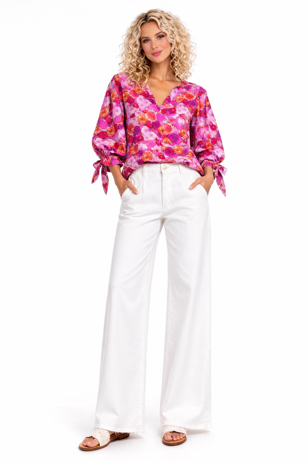 Risen Sculpt & Sleek Wide Leg White Denim Jean