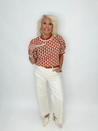 Retro Geo Puff Sleeve Sweater