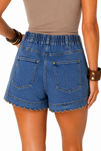 Saddle & Scallop Denim Shorts