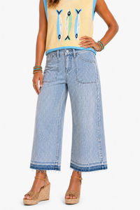 MICA Pinstripe Wide Crop Jean – Contrast Hem