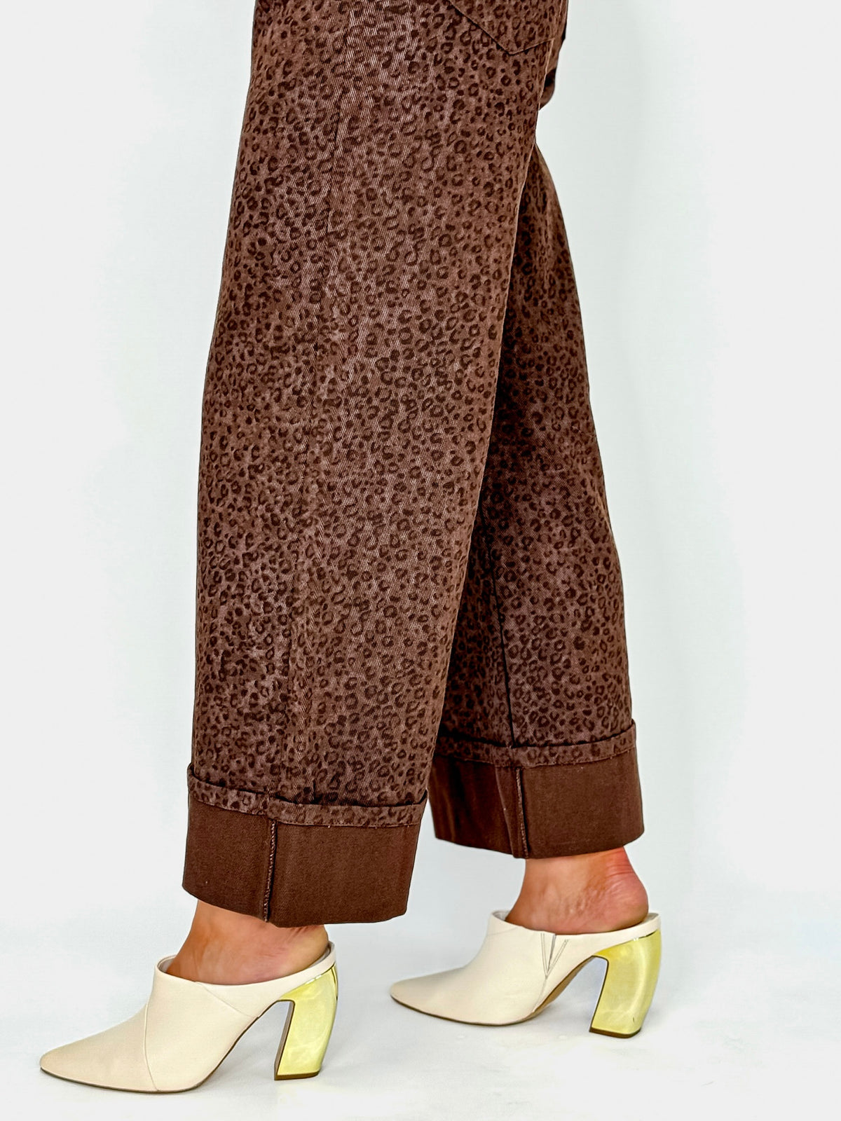 Mocha Leopard Wide Leg Jeans