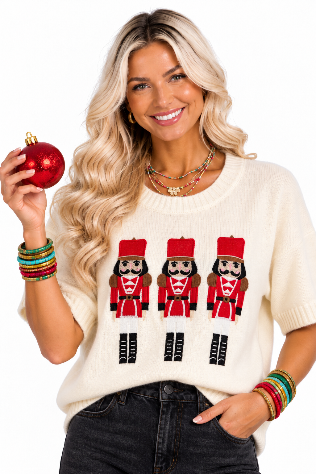 Jennifer Nutcracker Christmas Sweater – Ivory