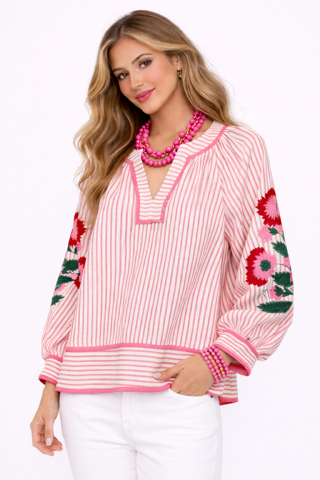   Stripe & Flower Power Top