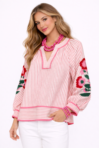   Stripe & Flower Power Top