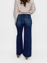 Risen Mid-Rise Ankle Wide Flare Jeans