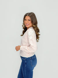 Snowblush Floral V-Neck Sweater