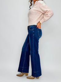 Risen Mid-Rise Ankle Wide Flare Jeans