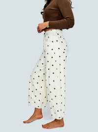 Cream & Brown Polka Dot Barrel Jeans