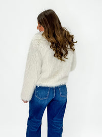 Soft Ivory Faux Fur Snap-Front Jacket
