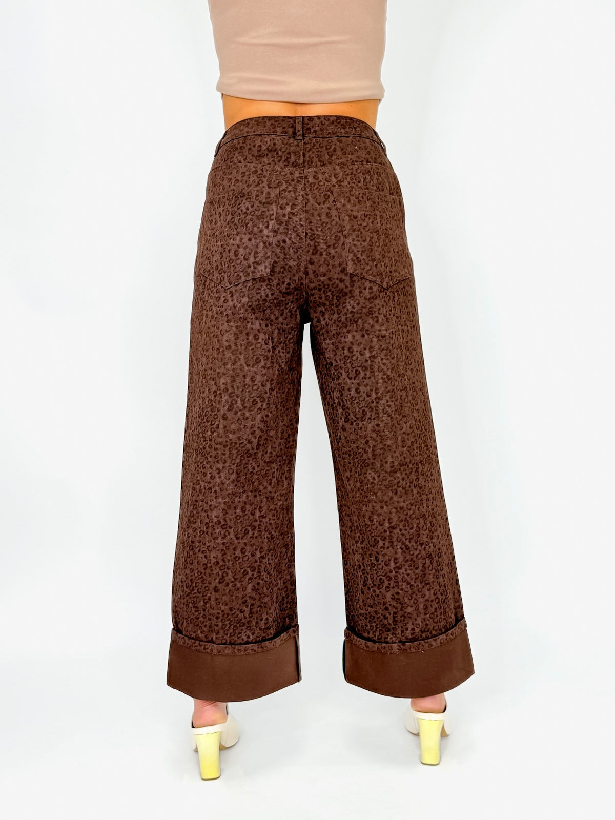 Mocha Leopard Wide Leg Jeans