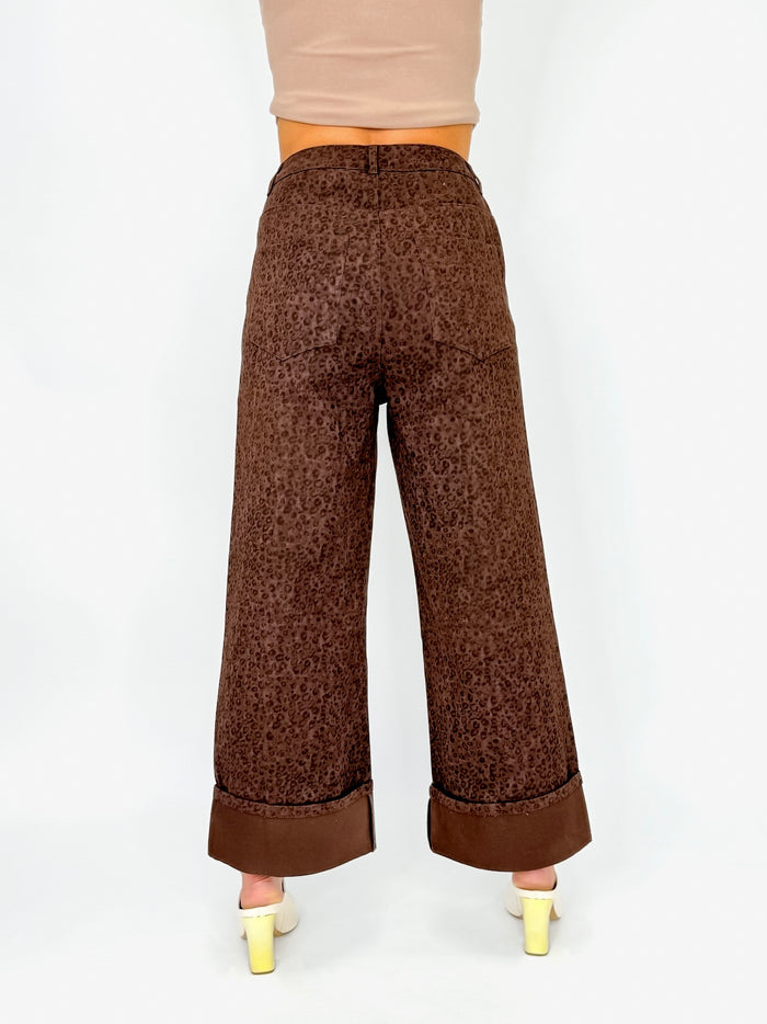 Mocha Leopard Wide Leg Jeans