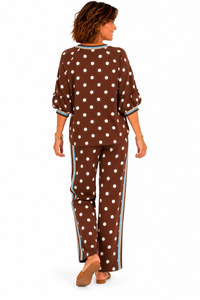 Natalie Polka Dot Two-Piece Set – Chocolate Brown