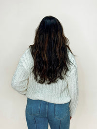 Ivory Textured Knit Collared Sweater