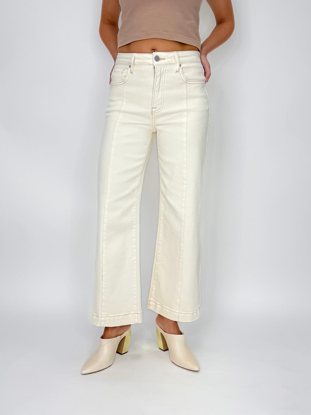Whip Cream High Rise Cropped Jeans