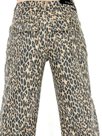 Risen Mid-Rise Cropped Relaxed Leopard Print Wide Leg Denim Jeans