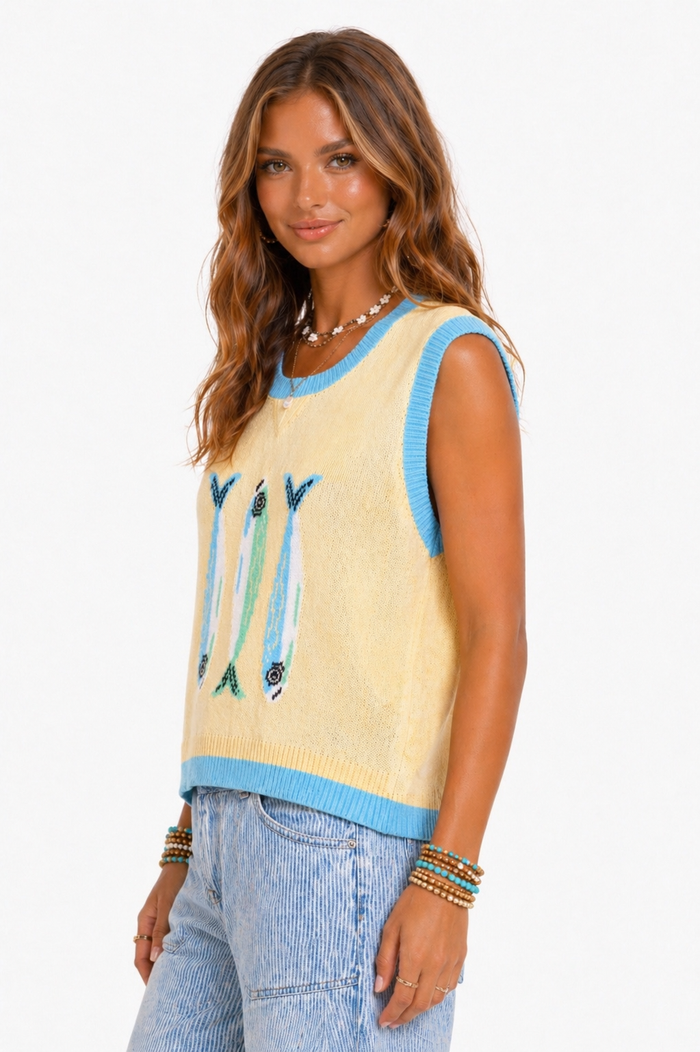 Sardine Graphic Sweater Vest